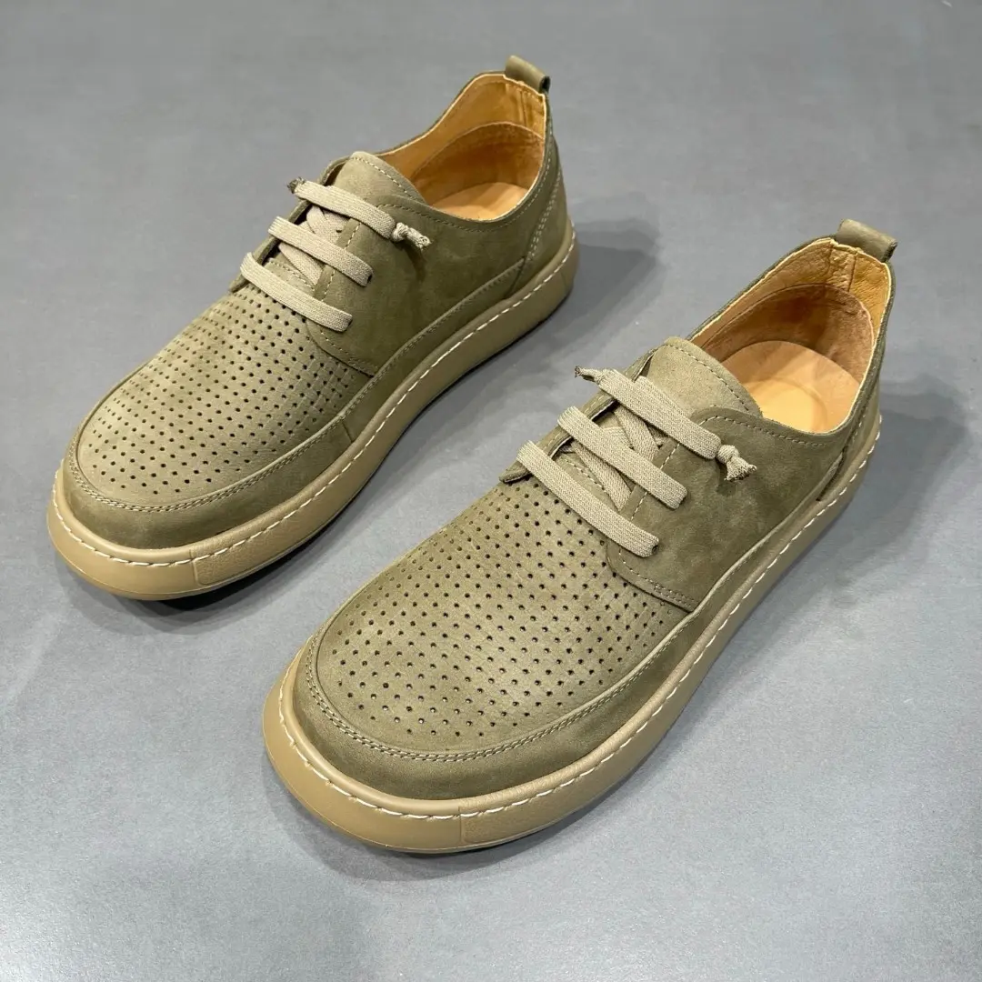 New Summer Fashion Men Casual Shoes Real Cow Leather British Dress Loafers Fashion Flats Breathable Business Sneakers