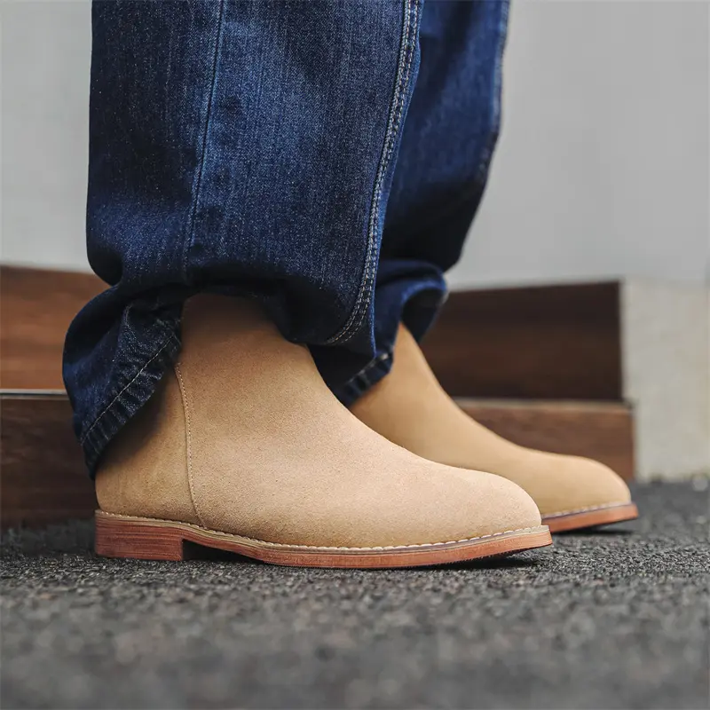 Handmade 2025 New Luxury Autumn Winter Men Ankle Boots Cow Suede Leather Shoes Tooling Business Boots Chelsea Boots Mens Shoes