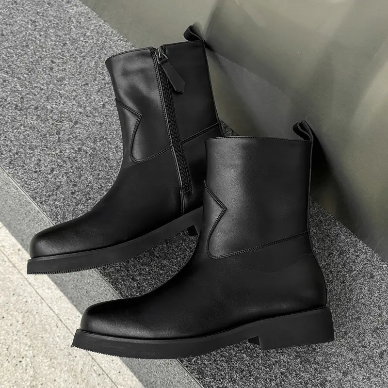 New Vintage British Men Dress Ankle Boots Autumn Winter Leather Shoes Business Tooling Work Boots Handmade Chelsea Boots