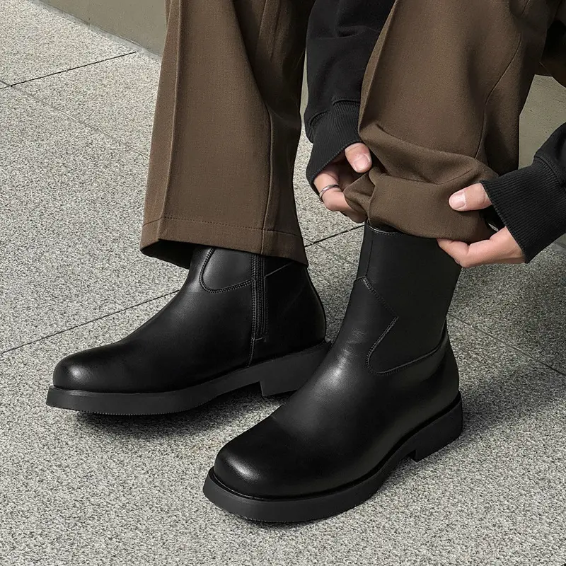 New Vintage British Men Dress Ankle Boots Autumn Winter Leather Shoes Business Tooling Work Boots Handmade Chelsea Boots