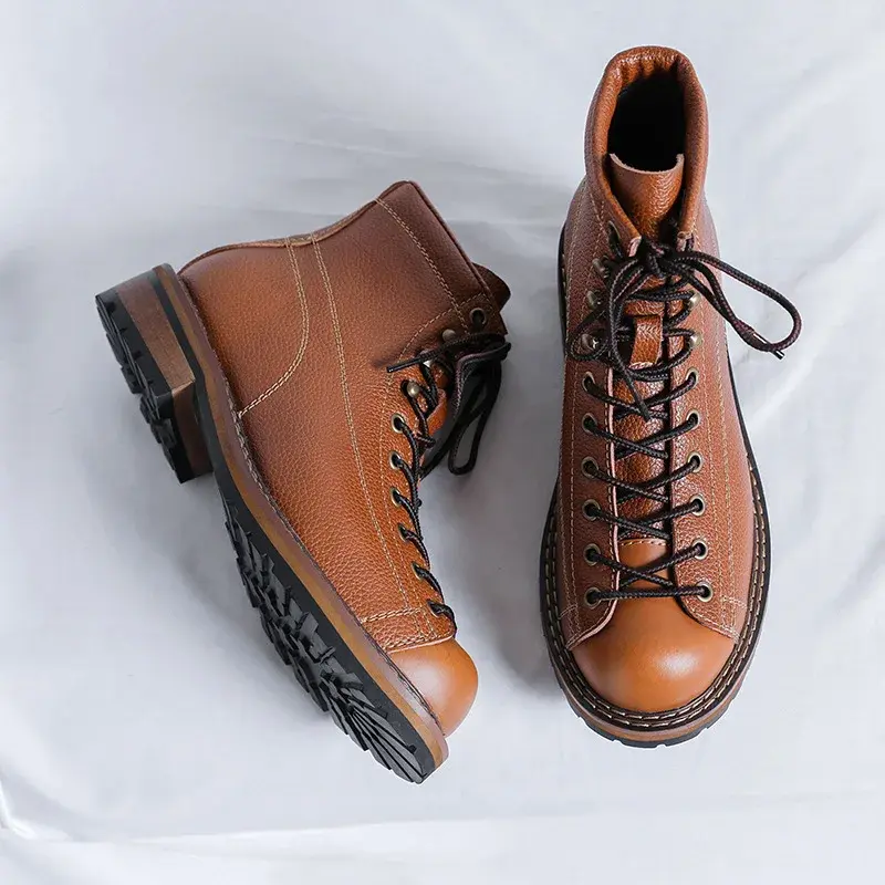new Vintage Luxury Autumn Winter Men Ankle Boots Handmade Dress Leather Shoes Wedding Work Desert Boots Motorcycle Boot Military