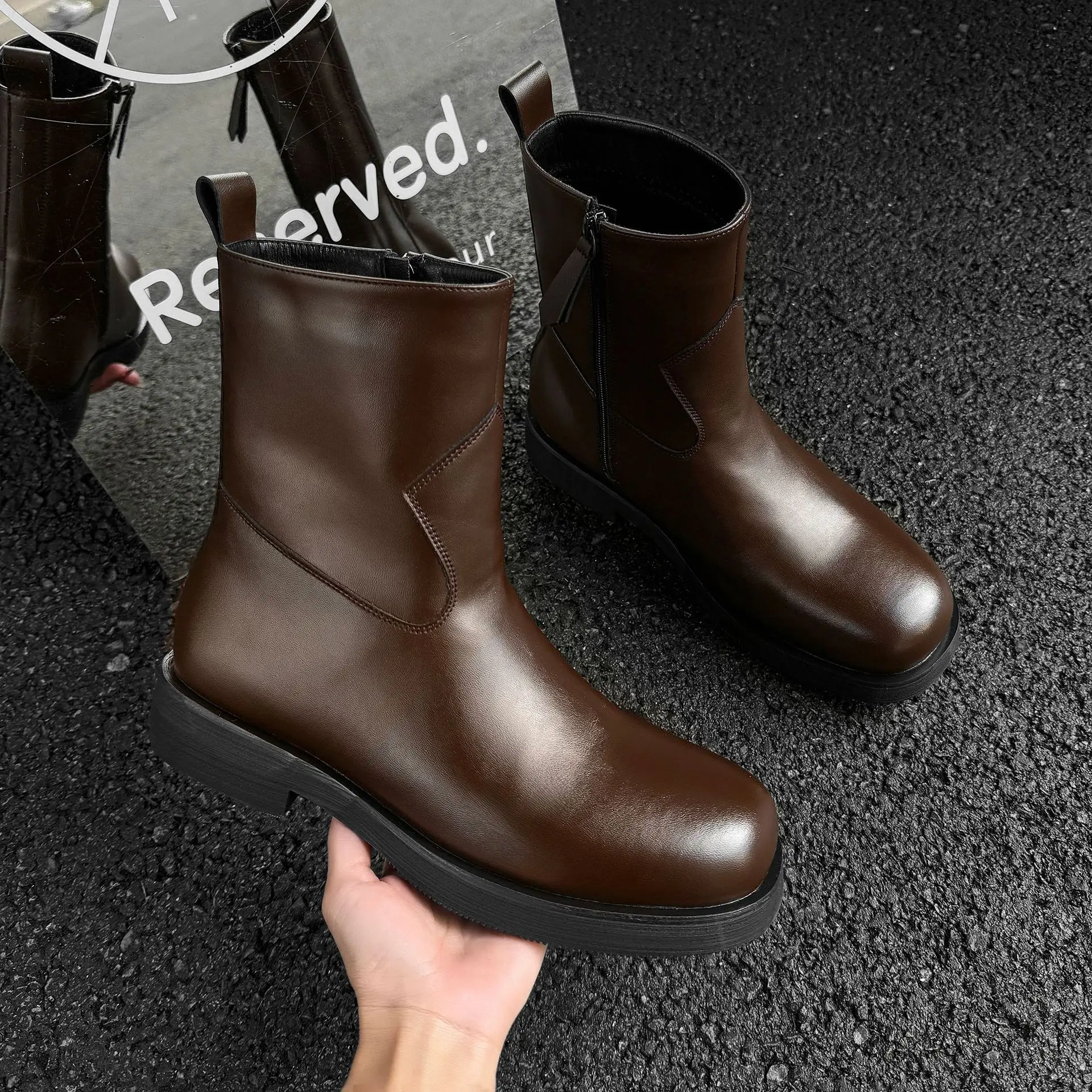 New Vintage British Men Dress Ankle Boots Autumn Winter Leather Shoes Business Tooling Work Boots Handmade Chelsea Boots