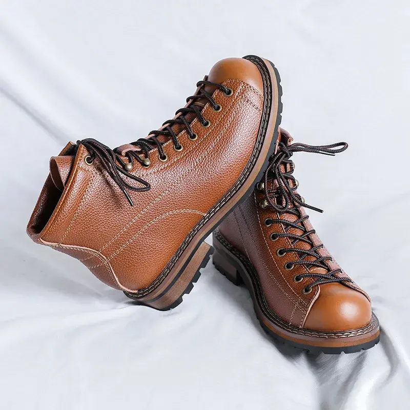 new Vintage Luxury Autumn Winter Men Ankle Boots Handmade Dress Leather Shoes Wedding Work Desert Boots Motorcycle Boot Military