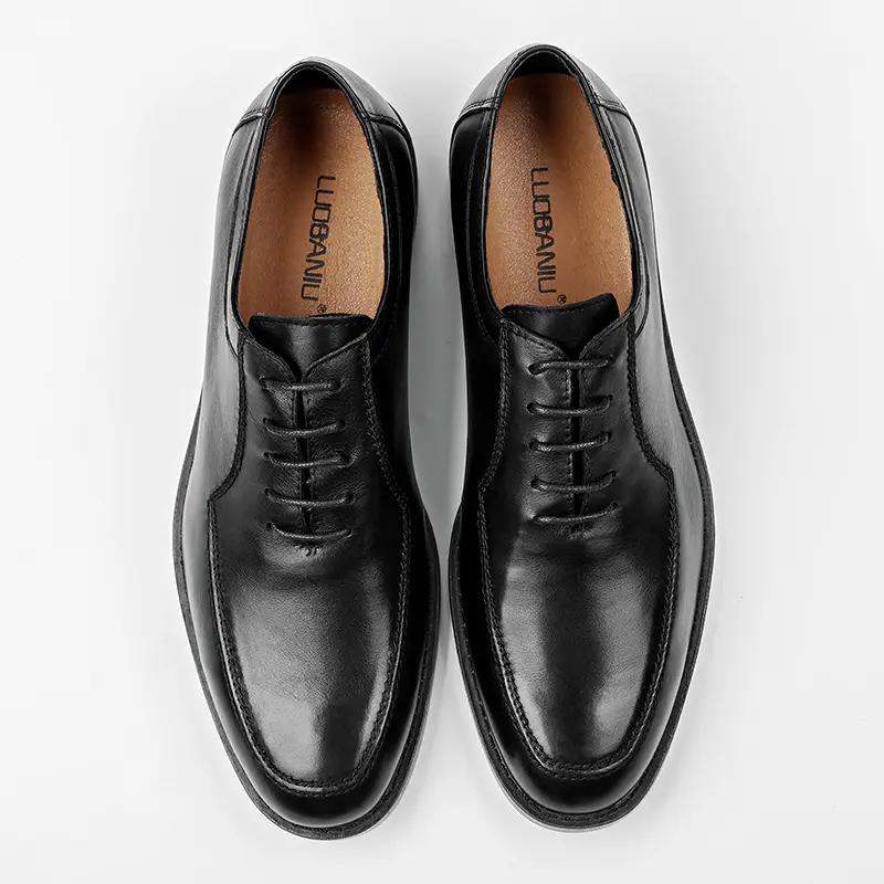 Yomior Autumn British Men Business Casual Shoes Cow Leather Formal Dress Loafers Vintage Wedding Pointed Toe Oxfords Handmade