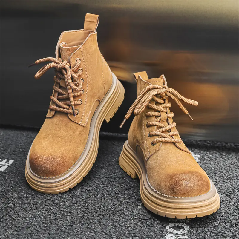 Vintage British High Quality Men Ankle Boots Cow Suede Leather Shoes Outdoor Tooling Shoes Autumn Winter Desert Motorcycle Boots