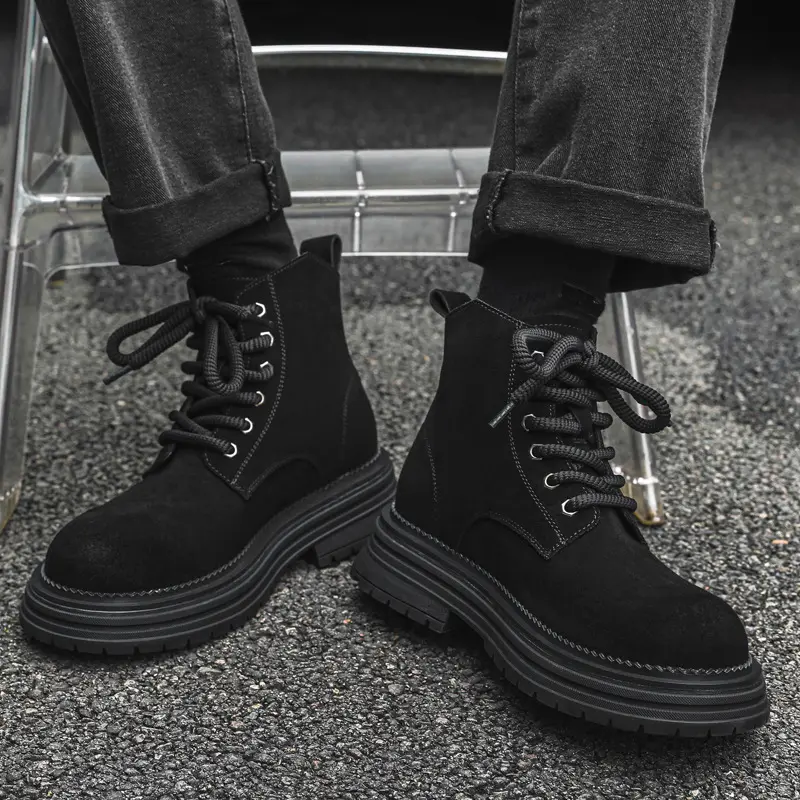 Vintage British High Quality Men Ankle Boots Cow Suede Leather Shoes Outdoor Tooling Shoes Autumn Winter Desert Motorcycle Boots