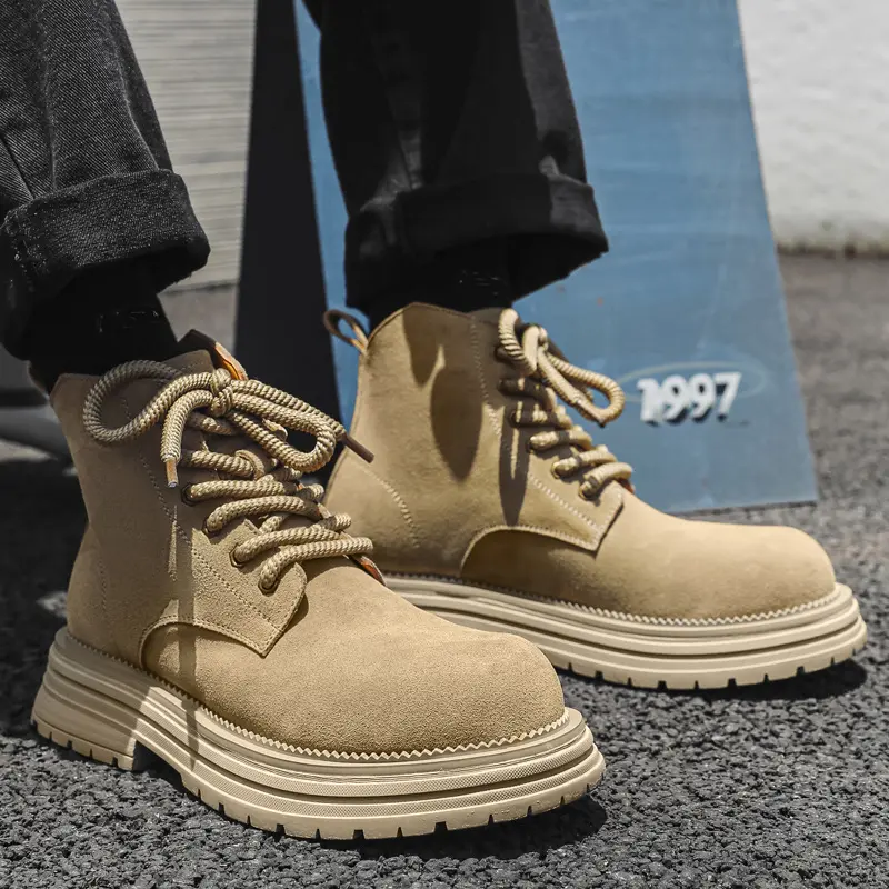 Vintage British High Quality Men Ankle Boots Cow Suede Leather Shoes Outdoor Tooling Shoes Autumn Winter Desert Motorcycle Boots