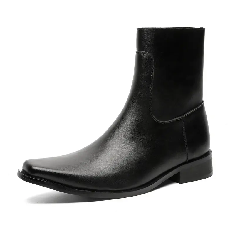 New Black Handmade Vintage British High Quality Men Ankle Boots Autumn Winter Leather Shoes Outdoor Tooling Boots Chelsea Boots