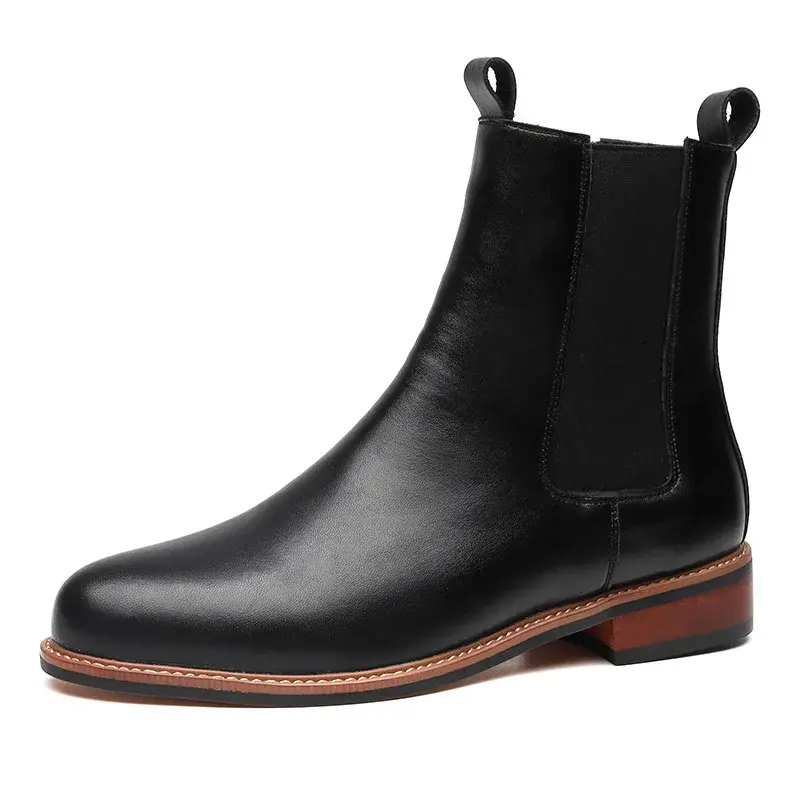 New British Men Tooling Chelsea Boots Dress Autumn Winter Business Leather Shoes Platform Boots Casual Zipper Safety Shoes