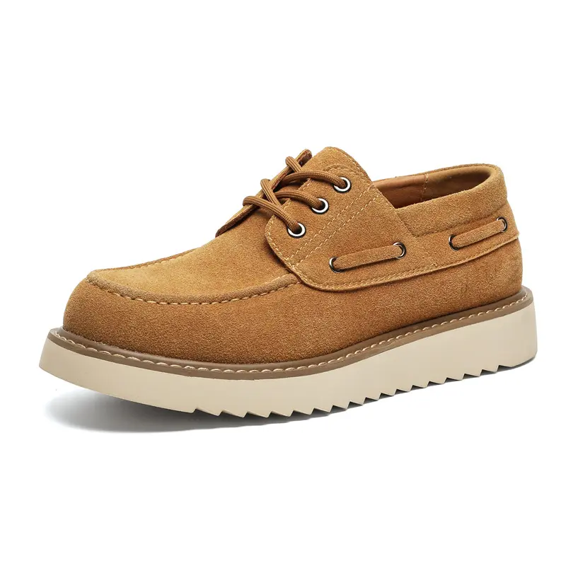 Fashion Vintage British Men Cow Suede Leather Shoes Autumn Spring Luxury Designer Shoe Sneakers Men Breathable Height Increasing