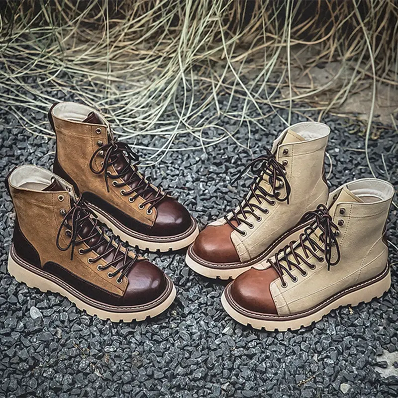 Handmade Autumn Winter New British Business Men Casual Leather Shoes Dress Cow Suede Ankle Boots Tooling Outdoor Desert Boots