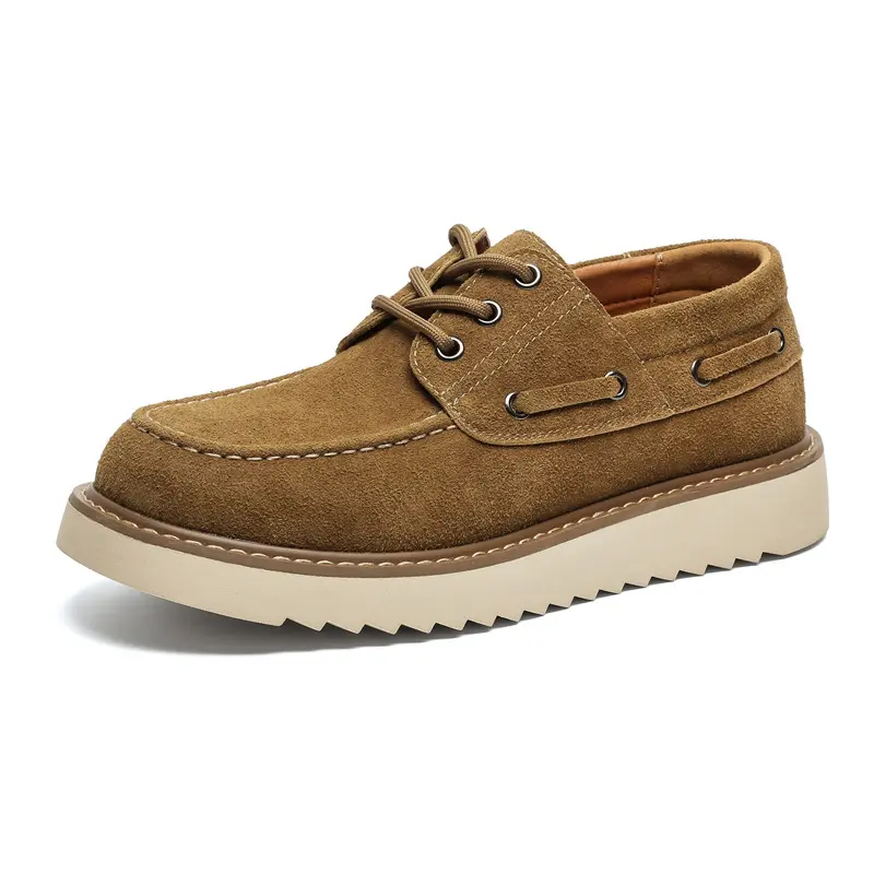 Fashion Vintage British Men Cow Suede Leather Shoes Autumn Spring Luxury Designer Shoe Sneakers Men Breathable Height Increasing