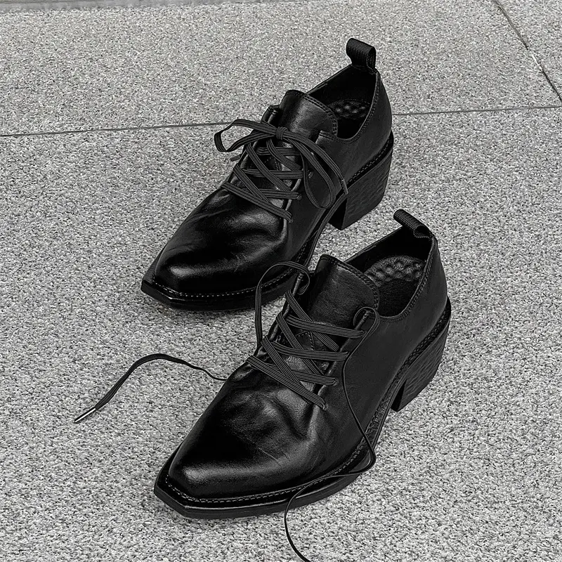 Luxury New Men Black Vintage Leather Shoes Height Increasing Shoes Outdoor Tooling Loafers British Sneakers Hair Stylist