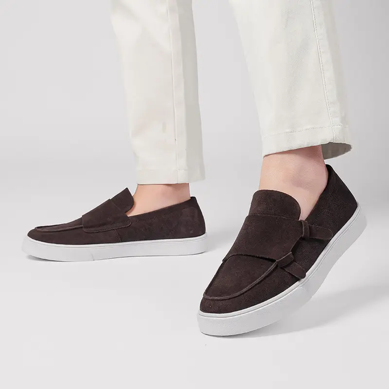 New Vintage Casual Luxury Men Cow Suede Leather Shoes Flats Spring Autumn Business Work  Sneakers Breathable Loafers Men