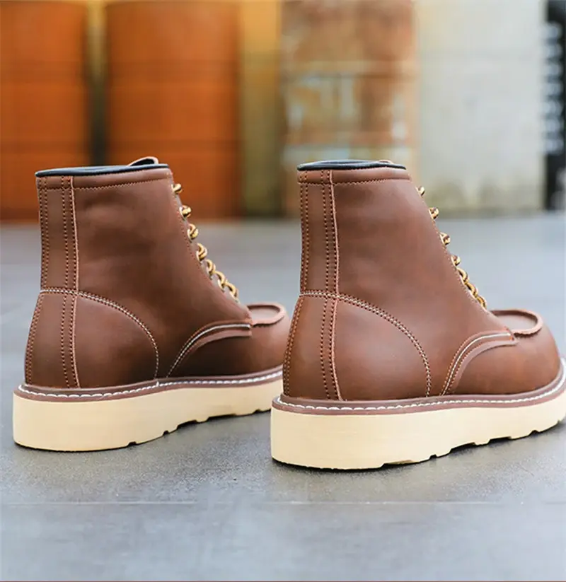 New Handmade Men Vintage British Ankle Boots Autumn Winter Outdoor Work Tooling Cow Leather Shoes 875 Work Motorcycle Boots