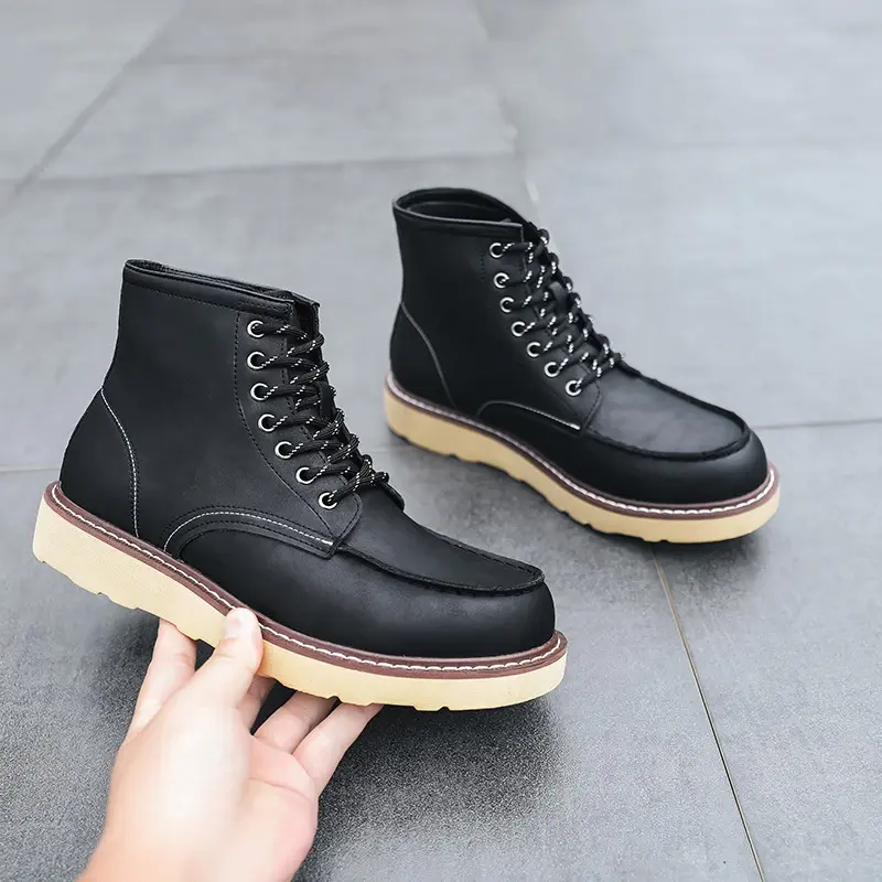 New Handmade Men Vintage British Ankle Boots Autumn Winter Outdoor Work Tooling Cow Leather Shoes 875 Work Motorcycle Boots