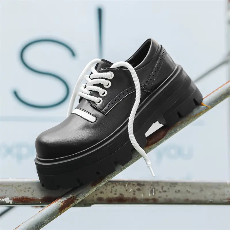 New Breathable Height Increasing Men Black Leather Shoes Vintage British Luxury Designer Shoes Men Loafers Shoes Zapatos