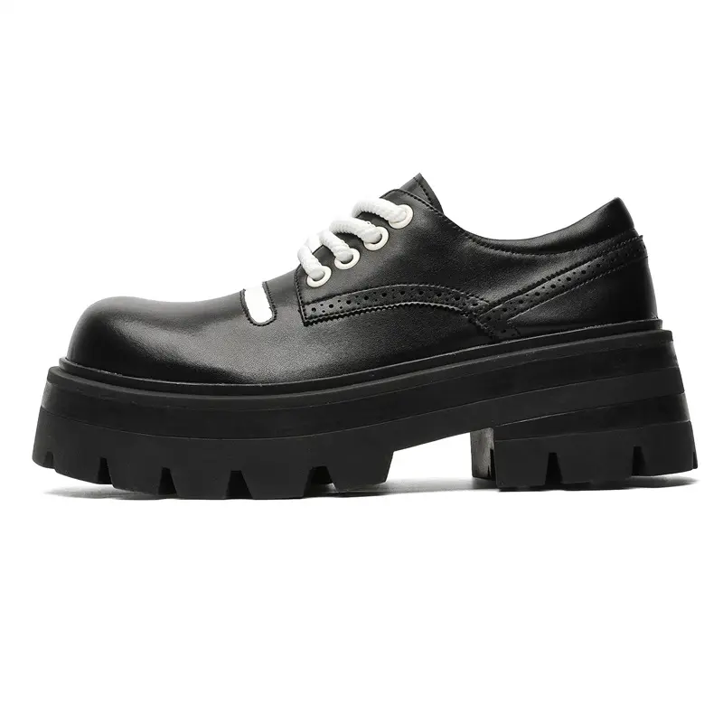 New Breathable Height Increasing Men Black Leather Shoes Vintage British Luxury Designer Shoes Men Loafers Shoes Zapatos
