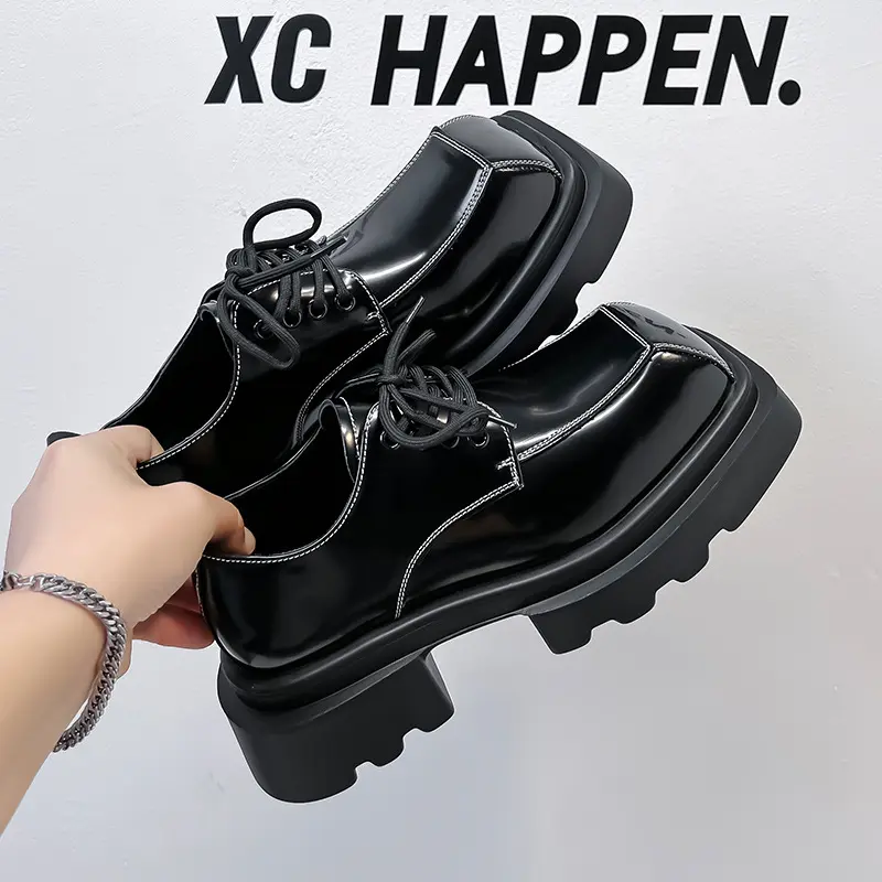 New Black Luxury Men Dress Leather Shoes Casual Business Tooling Loafers Breathable Height Increasing Sneakers Men Wedding