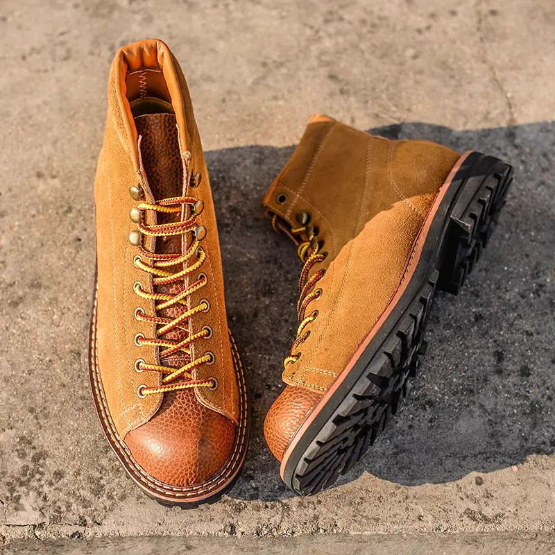 New High Quality Handmade Men Ankle Boots Cow Suede Real Leather Shoes Outdoor Tooling Business Boots Wedding Motorcycle Boot