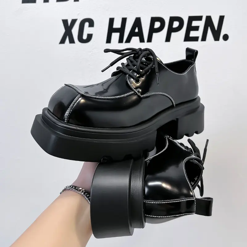 New Black Luxury Men Dress Leather Shoes Casual Business Tooling Loafers Breathable Height Increasing Sneakers Men Wedding