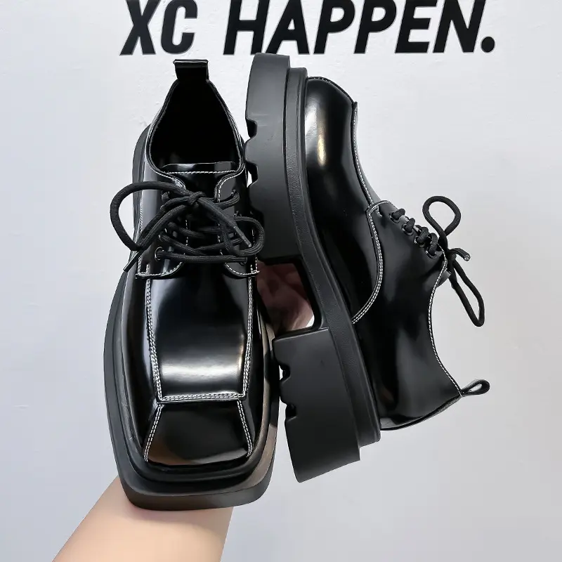 New Black Luxury Men Dress Leather Shoes Casual Business Tooling Loafers Breathable Height Increasing Sneakers Men Wedding