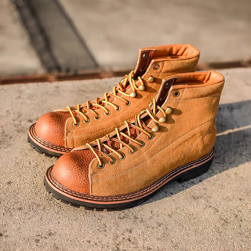 New High Quality Handmade Men Ankle Boots Cow Suede Real Leather Shoes Outdoor Tooling Business Boots Wedding Motorcycle Boot