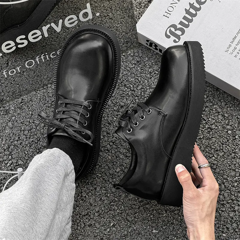 New Fashion Casual Leather Shoes Spring Autumn Vintage British Business Loafers Wedding Luxury Designer Shoes Height Increasing