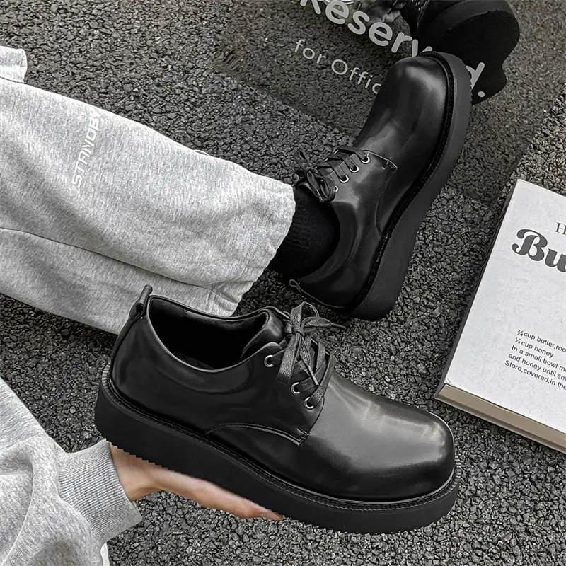 New Fashion Casual Leather Shoes Spring Autumn Vintage British Business Loafers Wedding Luxury Designer Shoes Height Increasing