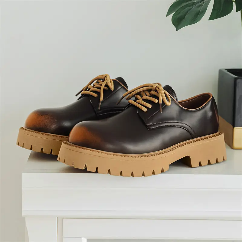 Autumn New Fashion Casual Men Leather Shoes Vintage British Breathable Height Increasing Business Loafers Luxury Designer Shoes