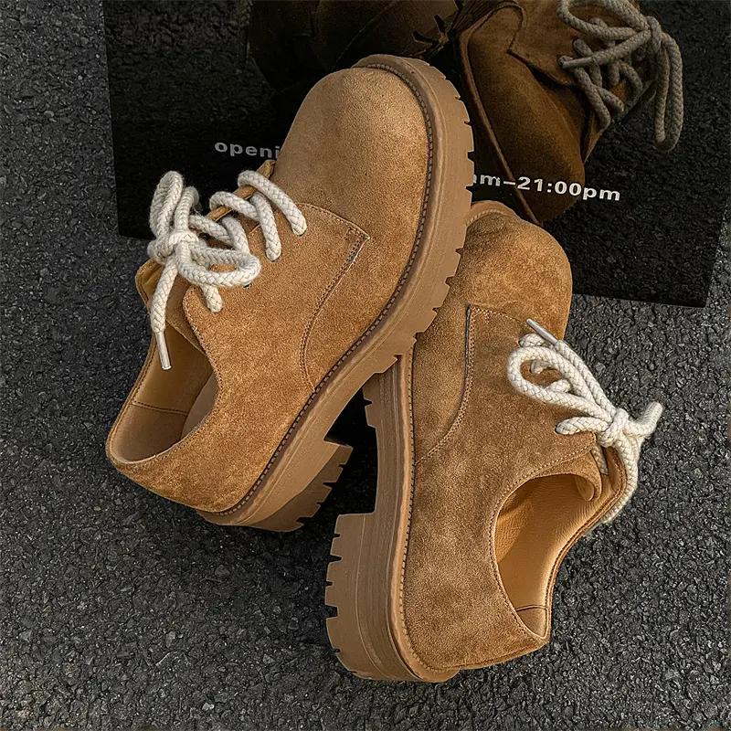 Vintage Spring Autumn Men Tooling Ankle Boots Casual Leather Shoes Breathable Height Increasing Business Wedding Loafers