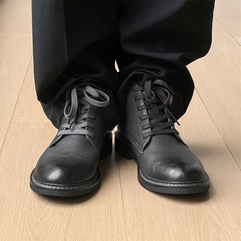 New Handmade Black Vintage British Men Leather Shoes Tooling Ankle Boots Outdoor Business Ankle Boots Chelsea Boots Autumn