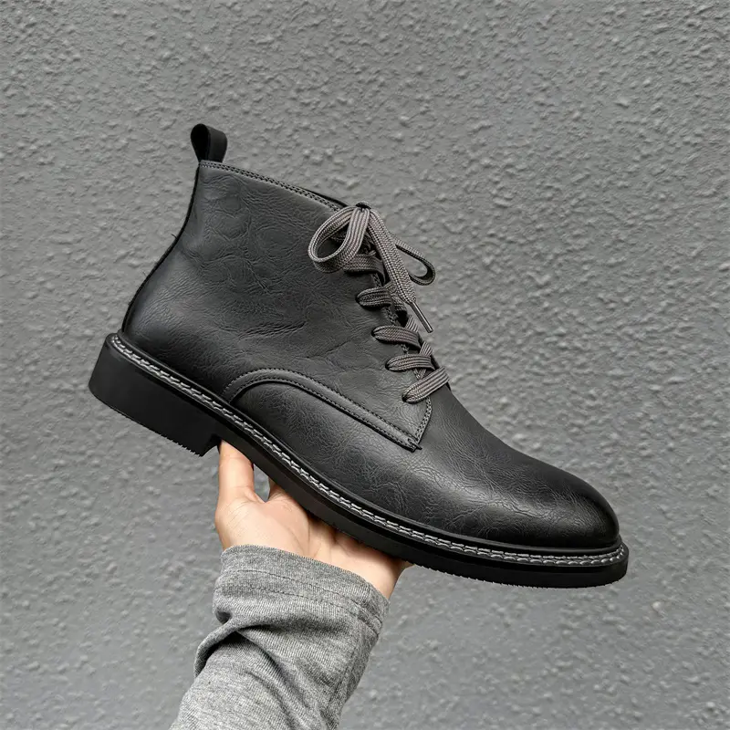 New Handmade Black Vintage British Men Leather Shoes Tooling Ankle Boots Outdoor Business Ankle Boots Chelsea Boots Autumn