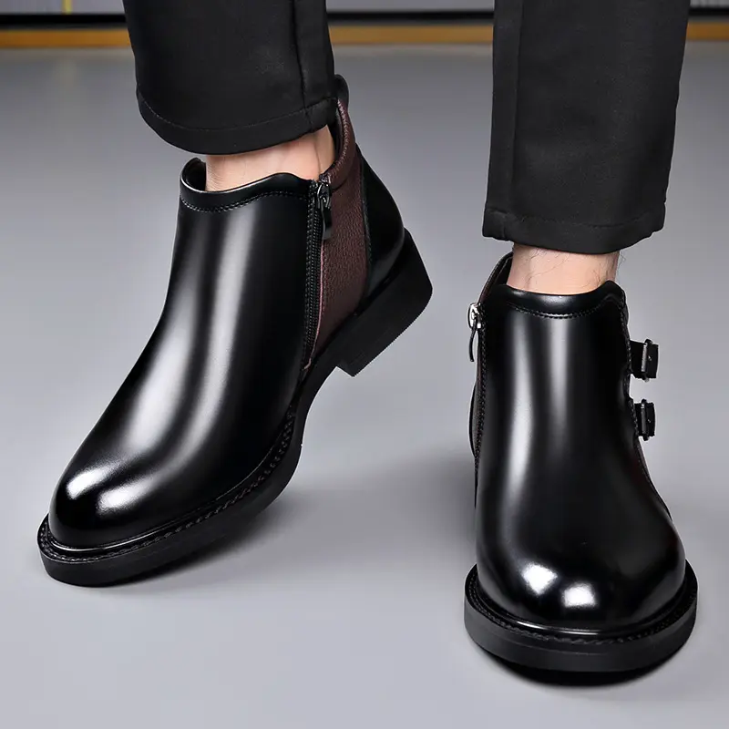 Handmade Men Autumn Winter New Ankle Boots Vintage British Leather Shoes Tooling Outdoor Chelsea Boots Platform Boots Business