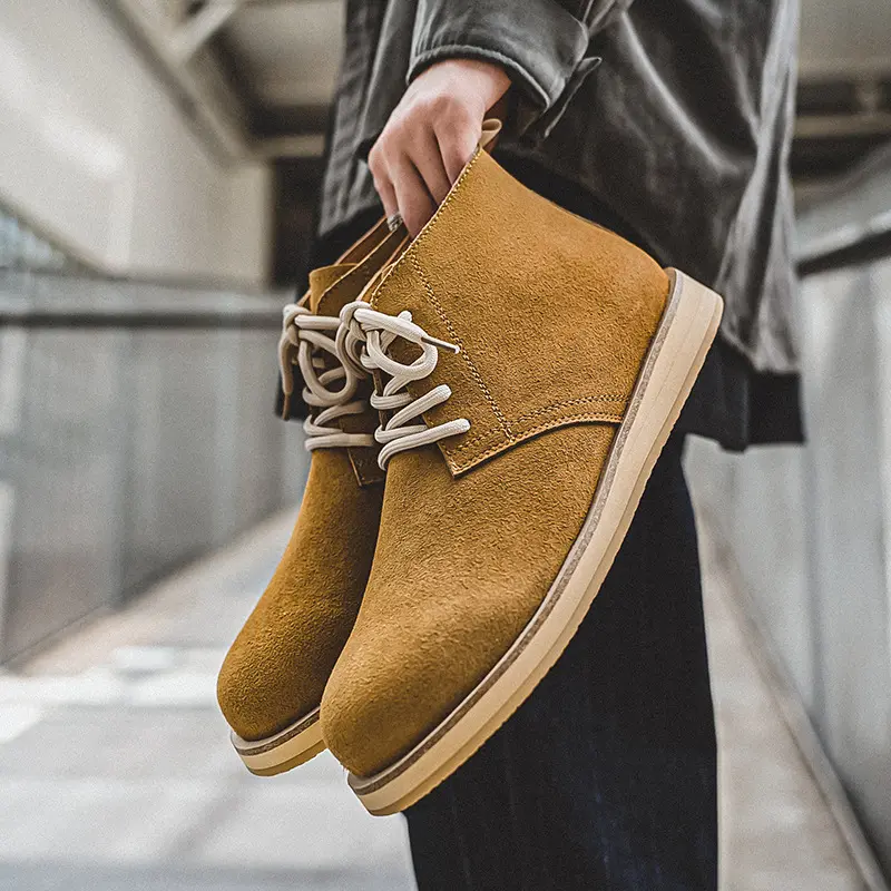 Handmade Men Luxury Fashion Men Boots Cow Suede Leather Shoes Autumn Winter Dress Tooling Ankle Boots Outdoor Chelsea Boots