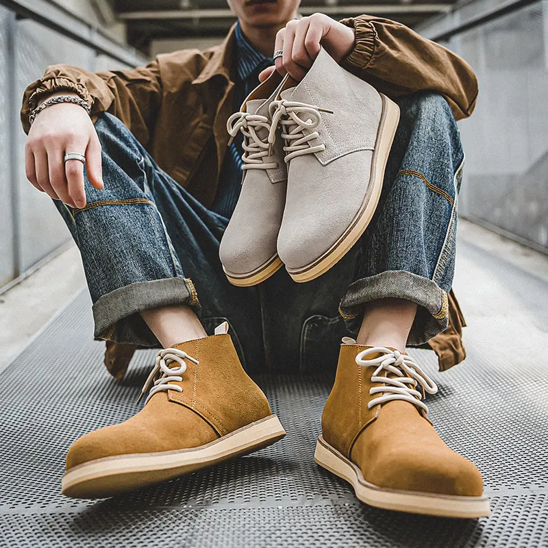 Handmade Men Luxury Fashion Men Boots Cow Suede Leather Shoes Autumn Winter Dress Tooling Ankle Boots Outdoor Chelsea Boots
