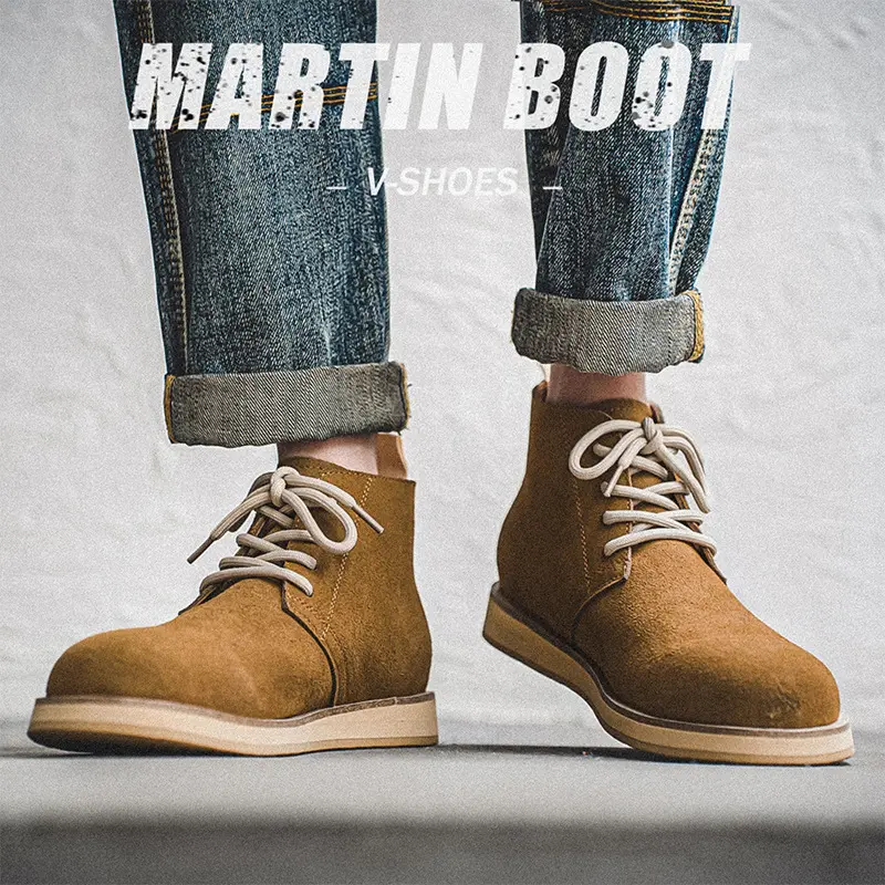 Handmade Men Luxury Fashion Men Boots Cow Suede Leather Shoes Autumn Winter Dress Tooling Ankle Boots Outdoor Chelsea Boots