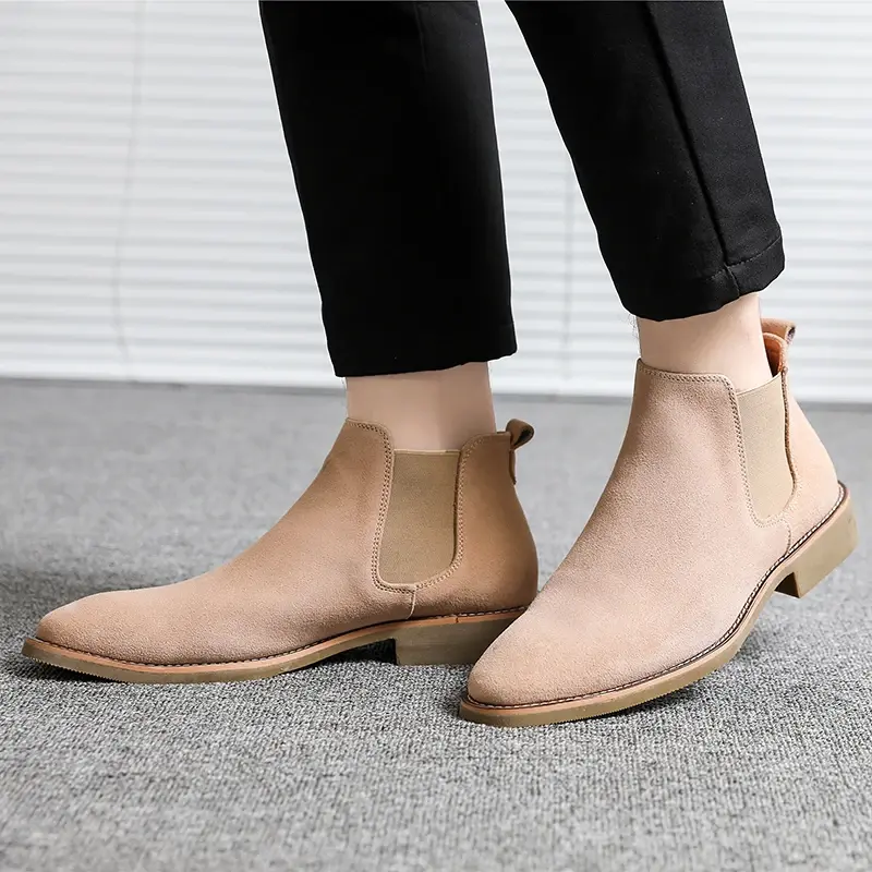 Spring Autumn Fashion British Men Casual Cow Suede Leather Shoes Ankle Boots Luxury Outdoor Work Tooling Chelsea Boots Big Size
