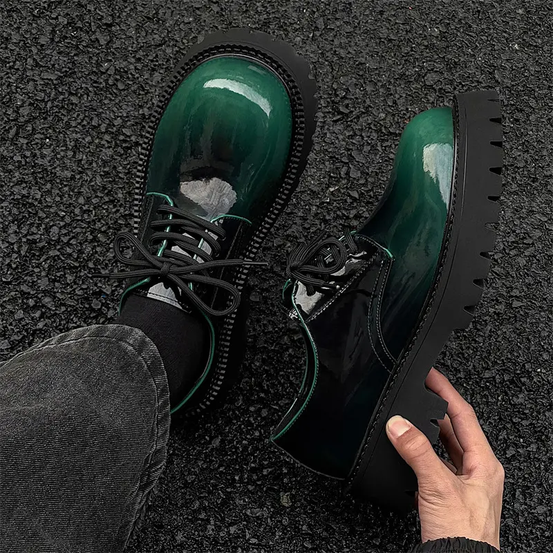 Breathable Height Increasing Sneakers Men Zapatos Spring Fashion British Men Leather Shoes Tooling Ankle Loafers Dress Wedding