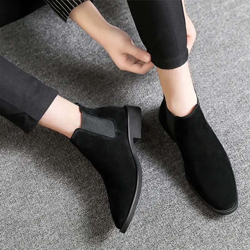 Spring Autumn Fashion British Men Casual Cow Suede Leather Shoes Ankle Boots Luxury Outdoor Work Tooling Chelsea Boots Big Size
