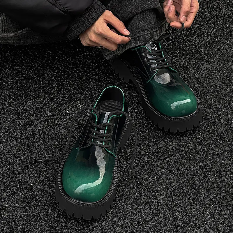 Breathable Height Increasing Sneakers Men Zapatos Spring Fashion British Men Leather Shoes Tooling Ankle Loafers Dress Wedding
