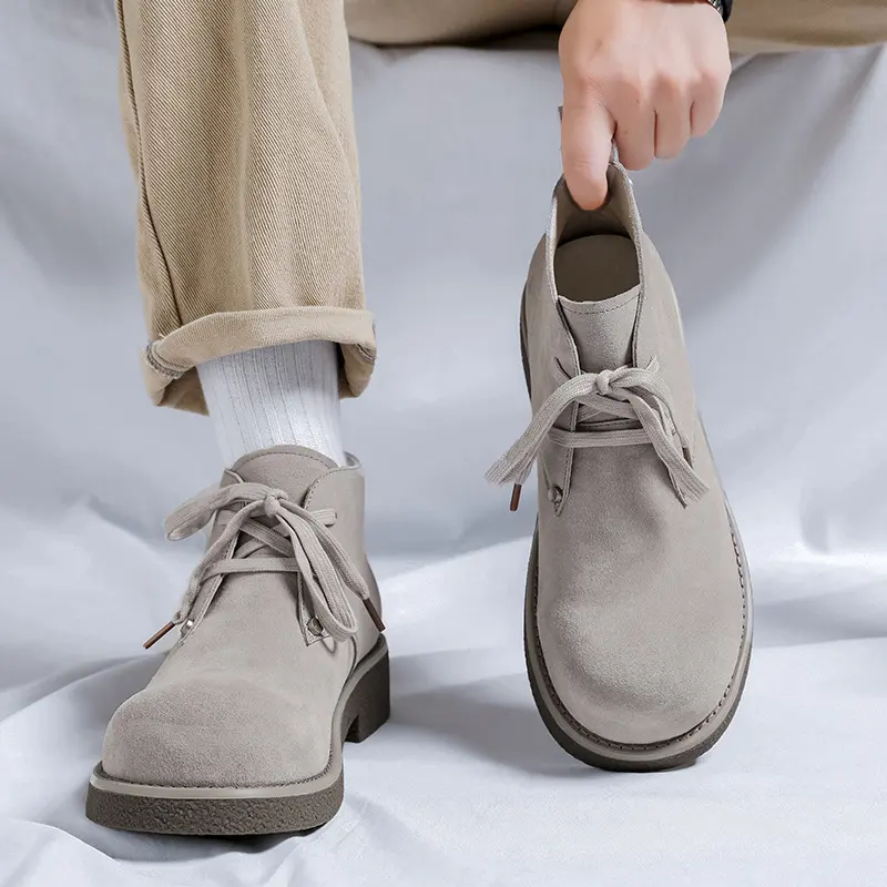 New Vintage British Spring Autumn Men Ankel Boots Cow Suede Leather Shoes Outdoor Tooling Desert Boots Casual Chelsea Shoes