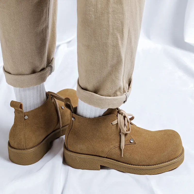 New Vintage British Spring Autumn Men Ankel Boots Cow Suede Leather Shoes Outdoor Tooling Desert Boots Casual Chelsea Shoes