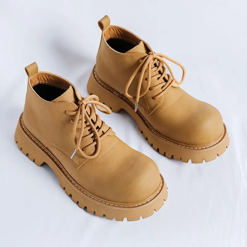 Luxury Fashion Men Ankle Boots Vintage British Handmade Leather Shoes Dress Tooling Outdoor Boots Autumn Winter Platform Boots