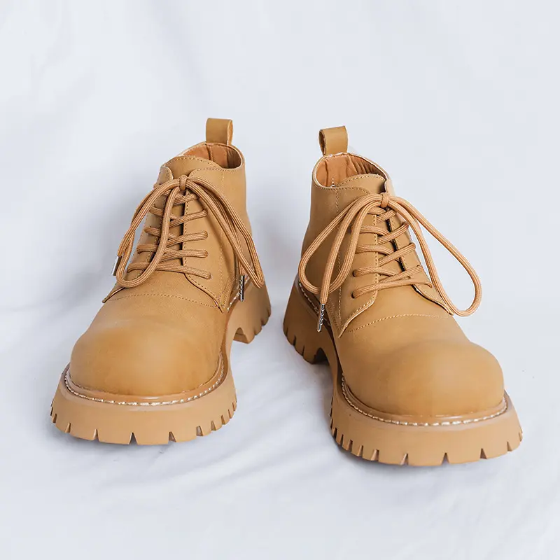 Luxury Fashion Men Ankle Boots Vintage British Handmade Leather Shoes Dress Tooling Outdoor Boots Autumn Winter Platform Boots