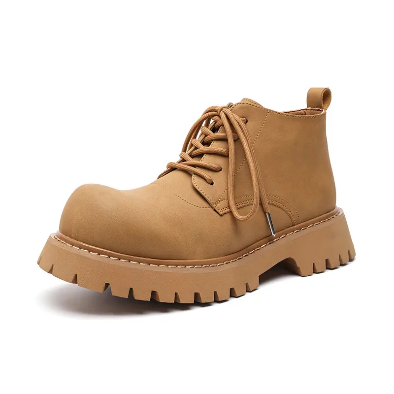 Luxury Fashion Men Ankle Boots Vintage British Handmade Leather Shoes Dress Tooling Outdoor Boots Autumn Winter Platform Boots
