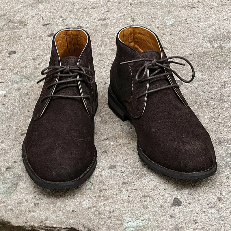 New Fashion Vintage Men Suede Leather Shoes British Outdoor Tooling Ankle Boots Luxury Men Shoes Military Boots Chelsea Boots