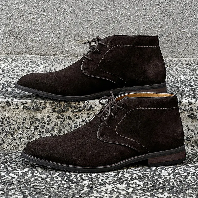 New Fashion Vintage Men Suede Leather Shoes British Outdoor Tooling Ankle Boots Luxury Men Shoes Military Boots Chelsea Boots