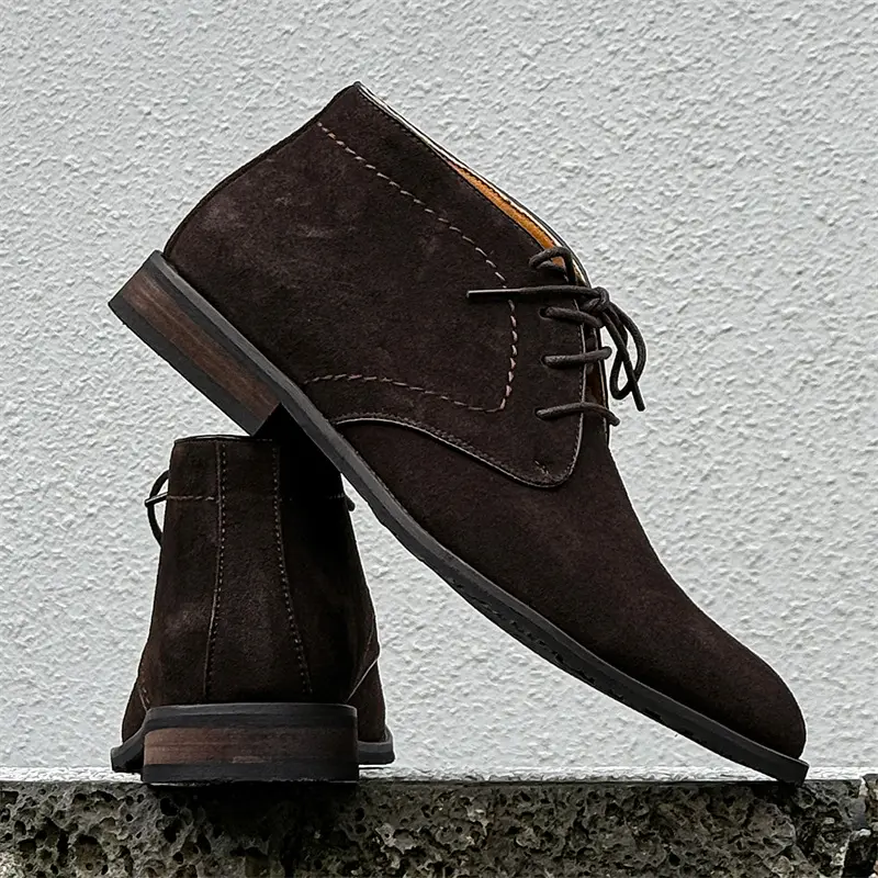 New Fashion Vintage Men Suede Leather Shoes British Outdoor Tooling Ankle Boots Luxury Men Shoes Military Boots Chelsea Boots