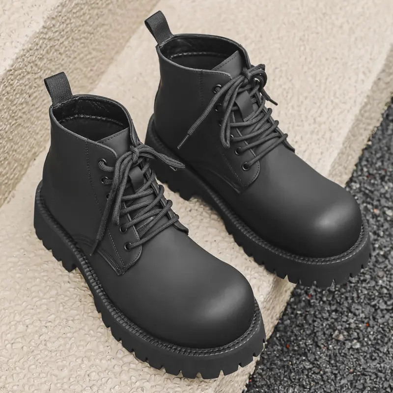 New Handmade Black Vintage British Men Ankle Boots High Quality Leather Shoes Tooling Desert Motorcycle Boots Military Boots